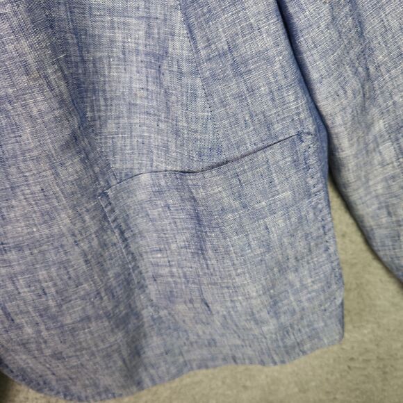 Talbots Blazer Jacket Women 22WP Chambray Blue 100% Linen Professional Career - Picture 6 of 16